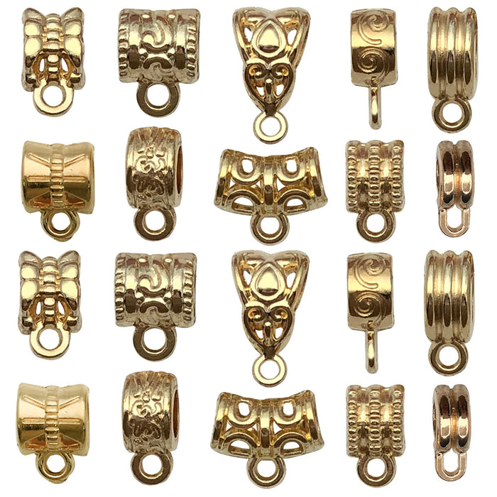 Alloy Gold-Tone Three-Way Bail Metal Charms with 16 Listed Options