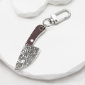 Silver Tone Faux Woodgrain Knife and Cleaver Clip Keychains view 3