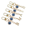 Gold-Tone Rhinestone Evil Eye Charm With Letter Cutout Pendant view 5