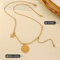 Gold Ball Chain Necklace Good Luck Disc Star Y Drop view 2