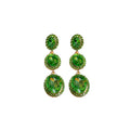 Emerald Green and Orange Triple Oval Crystal Look Earrings view 5