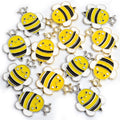 Yellow and Black Enamel Bee Charms in Gold and Silver Tones view 1