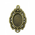 Scrollwork Oval Cabochon Pendant Trays in Two Finishes view 1