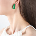 Glossy Teardrop Stud Earrings in Green Burgundy and Blue view 6