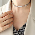 Cuban Chain ID Bar Plate Necklace Bracelet Gold Steel Tone view 8