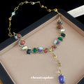Multicolor Beaded Y Drop Necklace with Faceted Pendant view 2