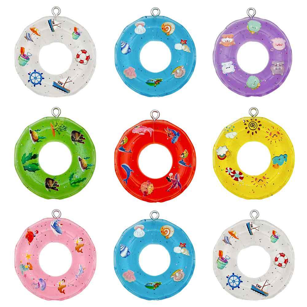 Resin Transparent Swim Ring charm pendant for DIY keychain bag charm necklace making