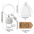 Silver Cute Cat Fish Charm Metal Keychain Split Ring view 2
