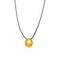 Oval Drop Pendant Black Cord Necklace in Two Metal Tones view 5