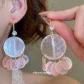 Translucent Disc Cluster Hook Earrings In Three Colors view 3