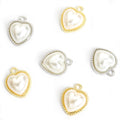 Pearl Heart Charms with Crystal Trim in Gold and Silver Tones view 5