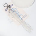 Heart Clasp White Lace Ribbon Bag Charm Keychain with Pearls view 2