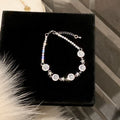 Silver Milky Round Halo Star Spacer Chain Bracelet view 6