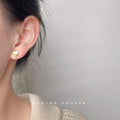 Gold Four Leaf Clover Stud Earrings Solid Open Pair view 3