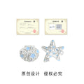 Silver-Tone Asymmetric Blue Enamel Starfish Shell Studs view 3