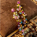 Multicolor Crystal Vine Drop Earrings with Reflective Details view 4