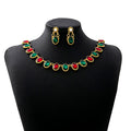 Gold Tone Gemstone Collar Necklace Matching Drop Earring Set view 10