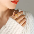 Open Dual Tip Geometric Ring In Gold Or Steel Tone Finish view 1