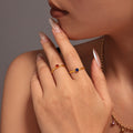 Open Adjustable Thin Band Ring Single Prong Zircon Stone Colors view 2