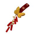 Red Velvet Gold Butterfly Firecracker Tassel Bang Hair Clip view 5