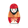 Acrylic Matryoshka Doll Brooch Red or Green Dragonfly Accent view 2