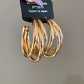 Gold Triple Hoop Statement Earrings with Smooth Finish view 6