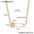 Stainless Steel Safety Pin Zircon Necklace Star Heart Charm view 9