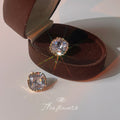 Cushion Cut Clear Crystal Stud Earrings Gold Bezel Settings view 3