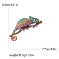 Large Crystal Chameleon Brooch in Green and Purple view 6