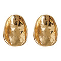 Textured Abstract Organic Oval Metal Stud Earrings Two Tones view 5