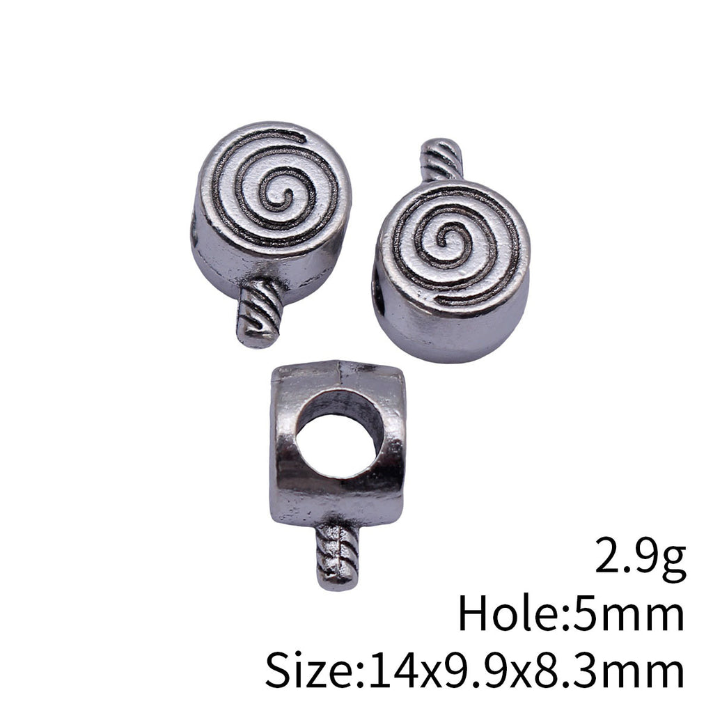 14x9.9x8.3mm 2.9g Antique Silver Zinc Alloy Lollipop Large Hole Beads for DIY Bracelet Jewelry Making