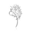 Pearl Cluster Brooch Crystal Accents Gold Silver Finishes view 2