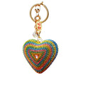 Jeweled Fortune Heart Keychains in Sixteen Solid and Striped Color Options view 5