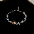 Silver Multicolor Crystal Cross Charm Chain Bracelet view 6