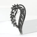 Curved Feather Crystal Brooch in Dark and Multicolor Styles view 4