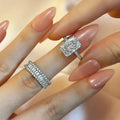 Silver Tone Radiant Clear CZ Bridal Ring Set Sizes 6-10 view 3