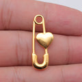 Heart Accent Safety Pin Charms in Four Metal Finishes view 4