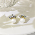 Silver Crown Clear Look Pearl Look Small Stud Earrings view 1