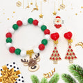 Christmas Reindeer Bead Bracelet Santa Ring Tree Earrings view 4