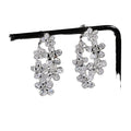 Silver Tone Crystal Floral Branch Cluster Drop Earrings view 5