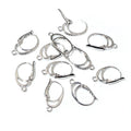 Silver Tone Oval Leverback Earring Findings with Bottom Loops view 2