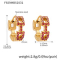 Gold Square Link Zircon Mini Huggie Earrings Colors view 9