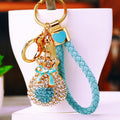 Jeweled Heart Fortune Pouch Keychains with Braided Wrist Loops view 2