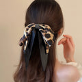 Leopard Black Double-Sided Satin Bow Claw Hair Clip view 3