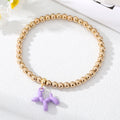 Gold Tone Beaded Balloon Dog Charm Stretch Bracelets view 3