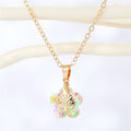 Gold Tone Flower Crystal Tree of Life Pendant Necklaces in Five Colors view 6