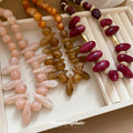 Chunky Resin Oval Bead Statement Necklace Magenta or Amber view 4