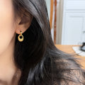Pair of Metal Tone Gold Tone Sculpted Open Oval Drop Earrings view 4