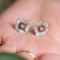 Colored Center Floral Cluster Stud Earrings In Four Variants view 7