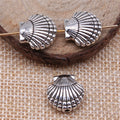 Scallop Shell Bead in Antique Silver Jewelry Making Component view 2